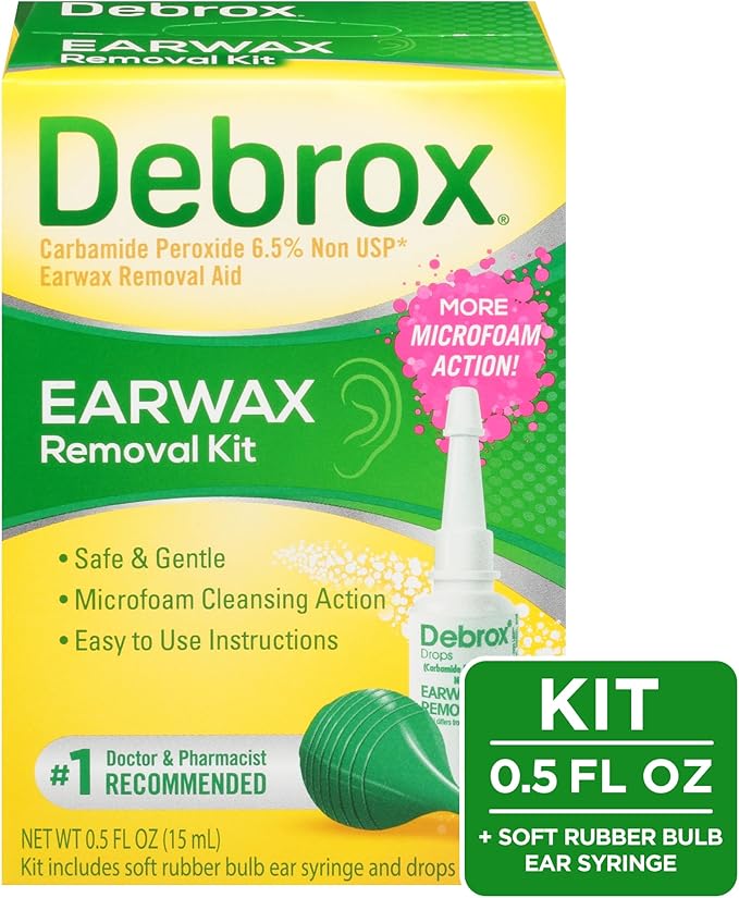 Debrox Ear Wax Removal Kit, Bulb Syringe & 0.5 Fl Oz Ear Wax Removal Drops with Carbamide Peroxide