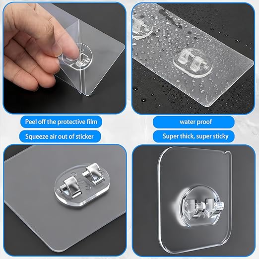 3PCS Shower Shelves Adhesive Replacement,Strong Adhesive Duty Waterproof Transparent PC Material, No Drill Needed Holds 45 lbs for Shower Shelves Bathroom Organizers Kitchen Racks