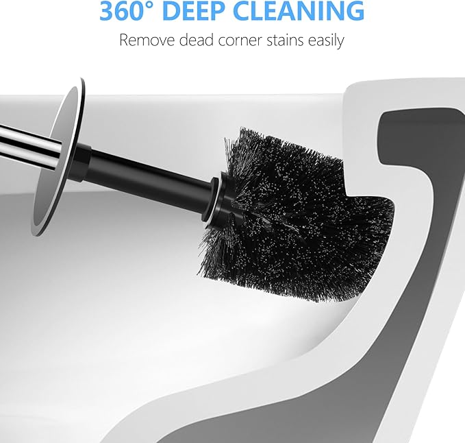 SetSail Toilet Brush, Compact Size Toilet Bowl Brush and Holder Toilet Brushes for Bathroom with Stainless Steel Handle Toilet Cleaner Brush with Durable Scrubbing Bristles, Splash-Proof