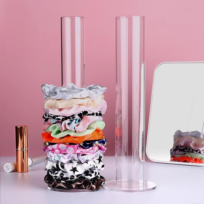 2 Pack Hair Scrunchies Organizer - 11 Inch Holder Stand, Ties Organizer, Accessories for Girls Room, Jewelry Tower
