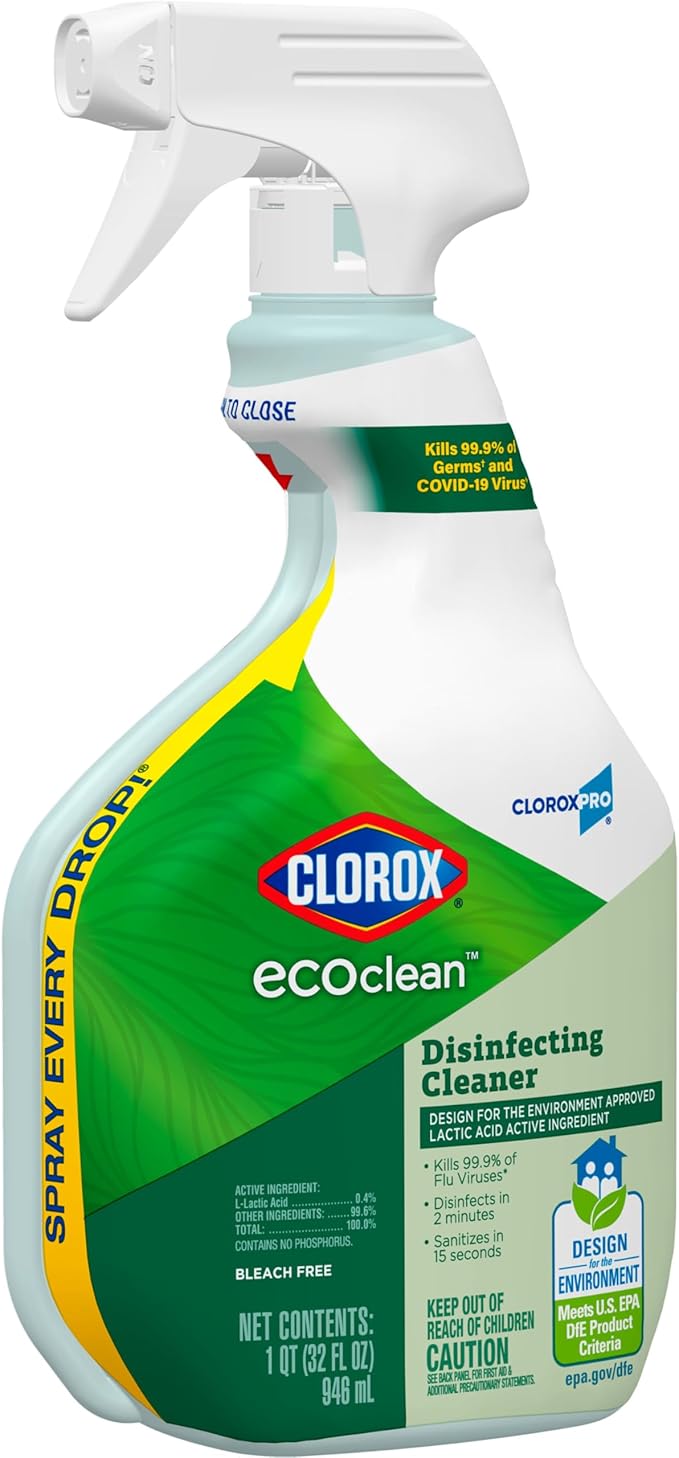 Clorox CloroxPro EcoClean Disinfecting Cleaner Spray Bottle, 32 Fluid Ounces