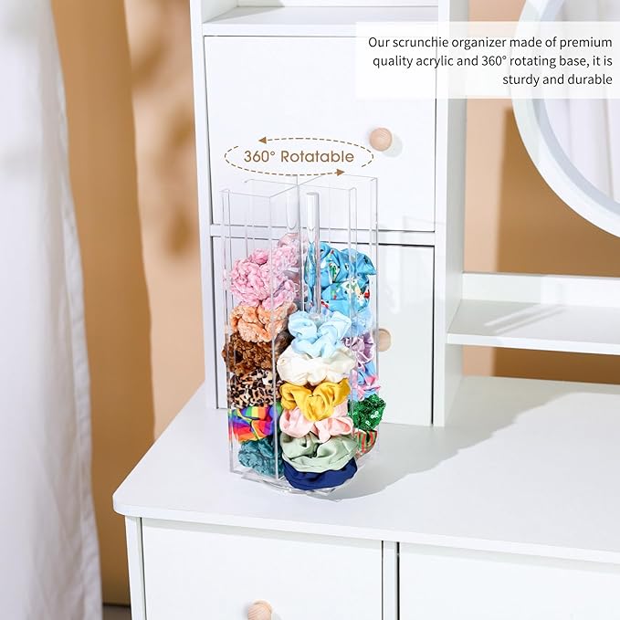 OAOLEER Acrylic Scrunchie Holder Claw Clip Organizer, Hair Ties Display Stand, 4 Tier Hair Accessories Organizer Storage for Bracelets Bangle Watches (Type-B)
