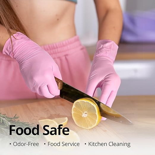 Pink Nitrile Gloves, 3-mil, Industrial Gloves Disposable Latex Free, for Cleaning & Esthetician, Rubber Powder-Free, 1000-ct Case (Small) Small (Pack of 1000)