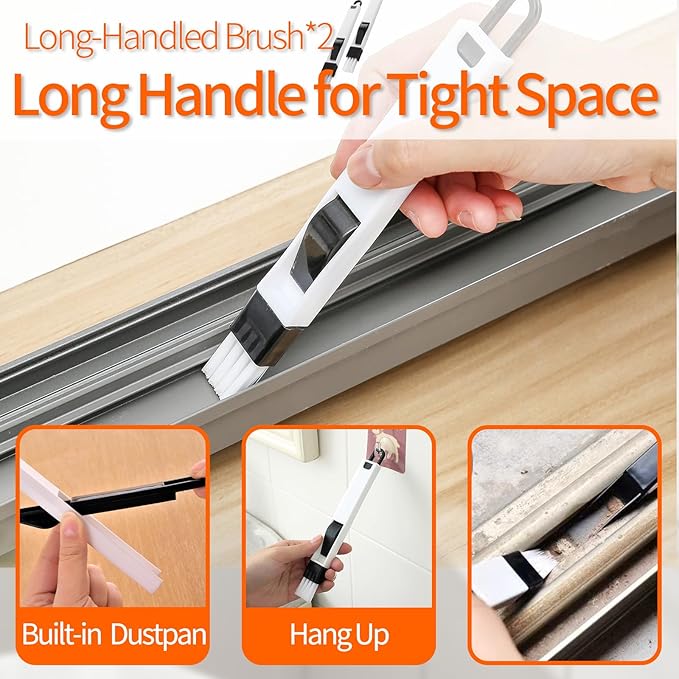 13Pcs Crevice Cleaning Brush Set, Window Groove Cleaning Brush Kit Hard Bristle for Sliding Door, Sill, Tile Lines, Shutter, Corner, Grout, Sink