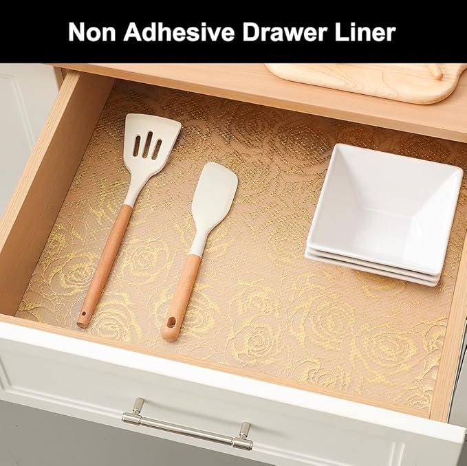 Cooyes Shelf Liner – Premium Non-Adhesive Cabinet & Drawer Liner for Kitchen – Waterproof Shelf Paper with Modern Pattern – Durable EVA Cabinet Mat – Easy to Cut （12" W x 360" L）