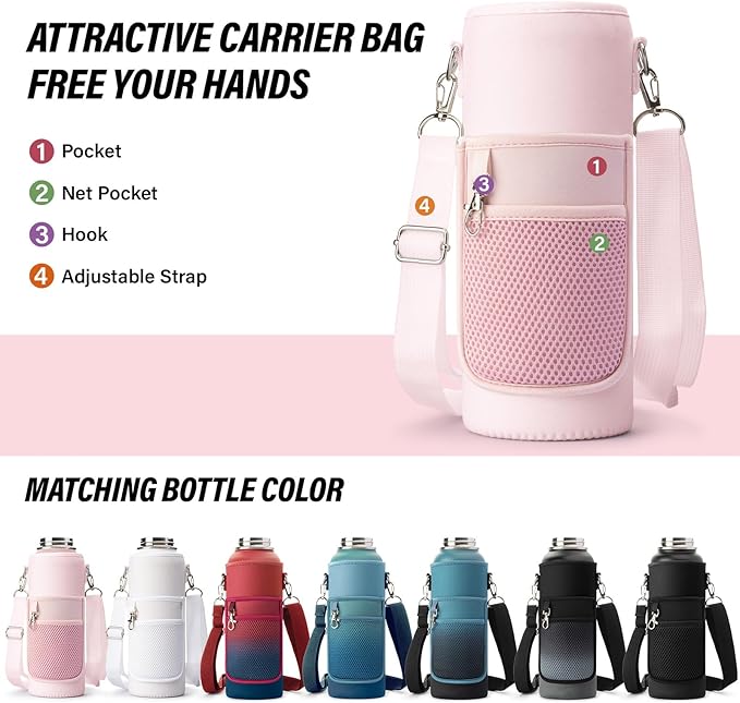 National Parks Water Bottle – 40 oz Insulated Stainless Steel Bottle with 63 Hand-Drawn Park Stickers, Carrier Bag, Strap & Gift Box – BPA-Free – Ideal for Hiking, Camping & Travel