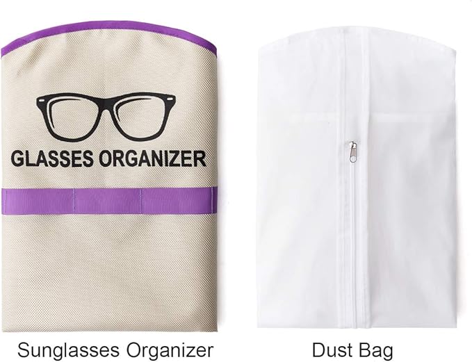 TRIUMPH VISION Sunglasses Organizer Eyewear Wall Display - Hanging Eyeglasses Holder with Dust Bag 20 Slots Glasses Storage Case