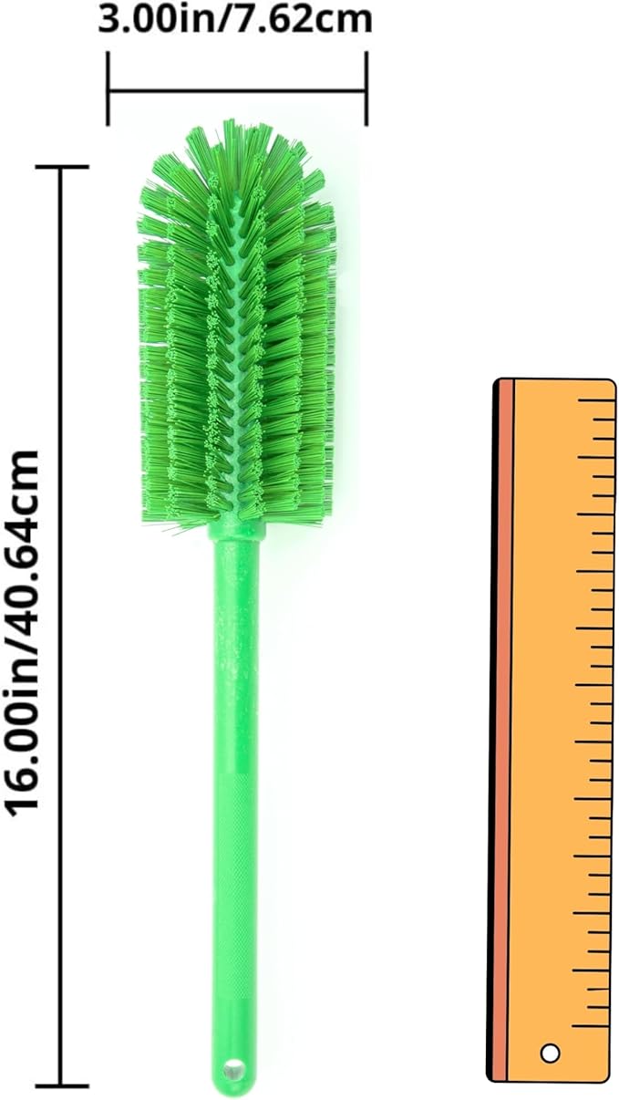 SPARTA Scrub Brush Bottle Brush, Dishwasher Safe Brush with Hanging Hole for Cleaning, Plastic, 16 Inches, Lime, (Pack of 4)
