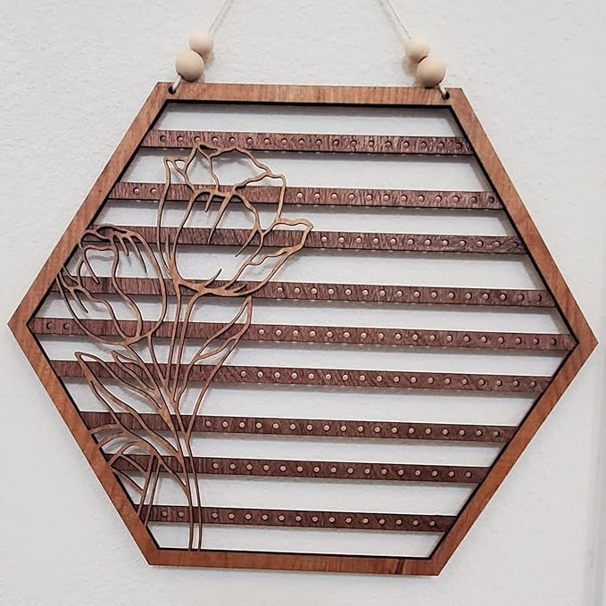 Wood Earring Wall Holder Organizer,9.8 Inch Jewelry Organizer Wall Mounted,Hanging Jewelry Organizer Earring Organizer Holder for Jewelry Earring Stud Display,A2