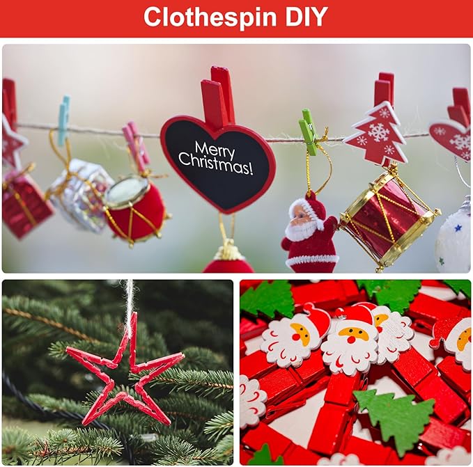 Colored Clothes pins 2.9inch 50PCS Red, Colorful ClothesPins Wooden Clips for Photos Pictures Decorative Crafts, Decoration clothespins Clothing Hanging clothespins