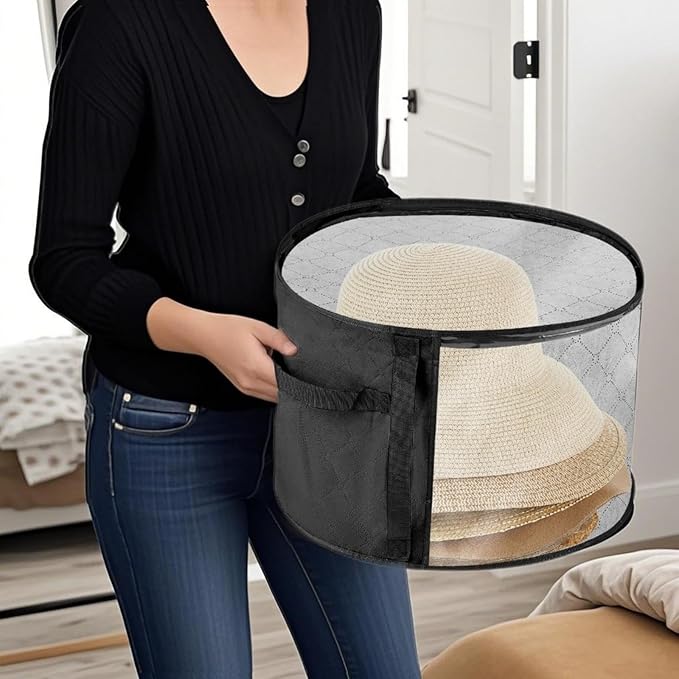 Oversized Clear Hat Box Storage for 7 Caps, Portable Cowboy Hat Box with Zipper for Women Men Travel, Hats Case Hats Organizers