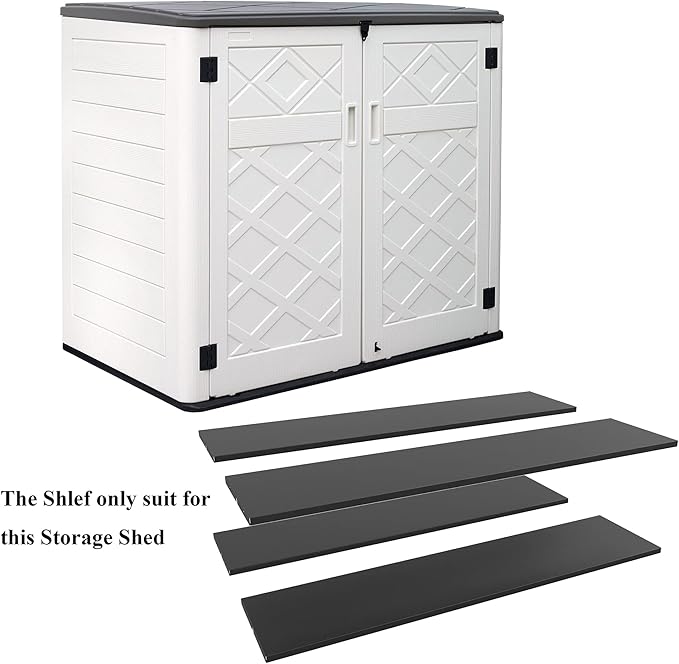 KINYING Metal Black Shelving for 48 Cu.ft Large Storage Shed, 51 in * 13 in, with Screws,Easy Assembly