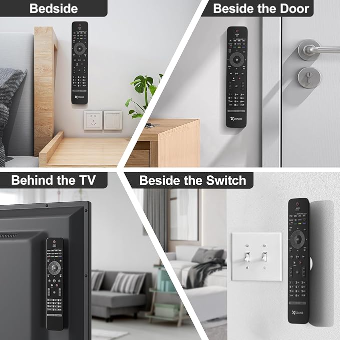 Magnetic Remote Control Holder Wall Mount, 4 Pack Upgrade Remote Control Organizers Storage Self-Adhesive TV Remote Control Caddy for Back of TV White