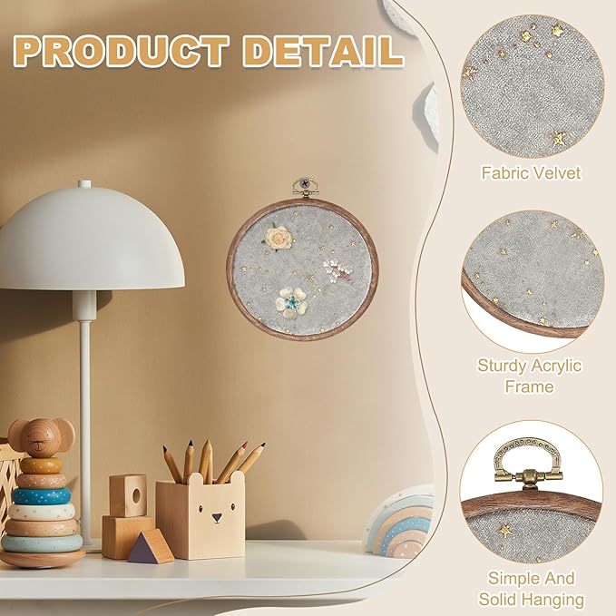 uxcell Round Pin Display Board, Velvet Wall Hanging Brooch Jewelry Display Stand Storage Holder for Enamel Pins Badges Brooches Jewelry, Star & Moon, Silver Gray