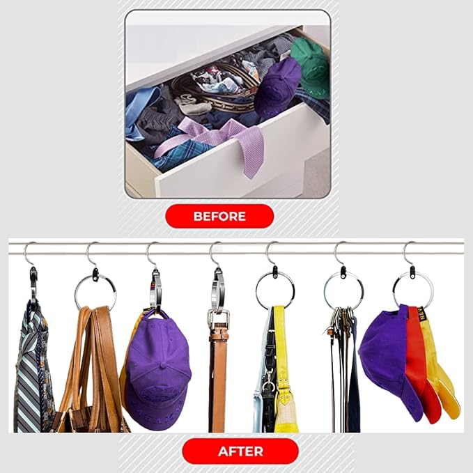 Rolly Hanger® Closet Space Saver – Premium Rotating Aluminum Organizer for Belts, Ties, Hats & Handbags – Heavy Duty 360° Swivel – Declutter & Maximize Storage (3 Pack)