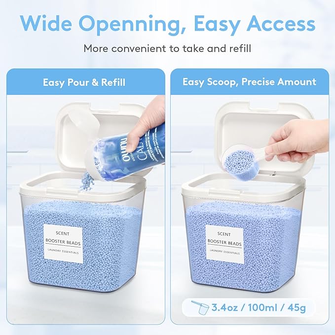 Lifewit 3 Pcs Laundry Pods Container with Pop-up Lid, Detergent Dispenser, Dryer Sheet Holder, Laundry Room Organization Storage Jars for Washing Powder, Soap, Scent Booster Beads, 2700 ml/0.72gal