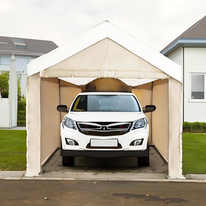 Caravan Canopy Tent Sidewalls for Mega Domain Carport with Straps, Ideal for Garage Storage, Inflatable Garage Covering, Tan (Sidewalls Only)