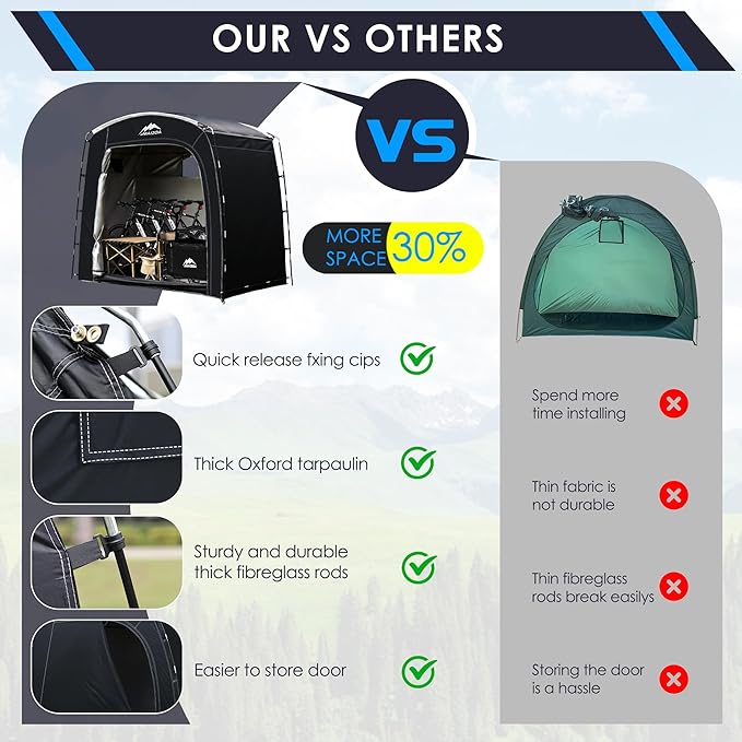 Bike Storage Tent, 90*33.5*75 In,Outdoor Portable Storage Tent,Made of 210D Oxford Cloth PU4000mm Waterproof Fabric, Storage Shed for 2-4 bike,Motorcycles,Garden Tools,Lawn Mower,Various Tools