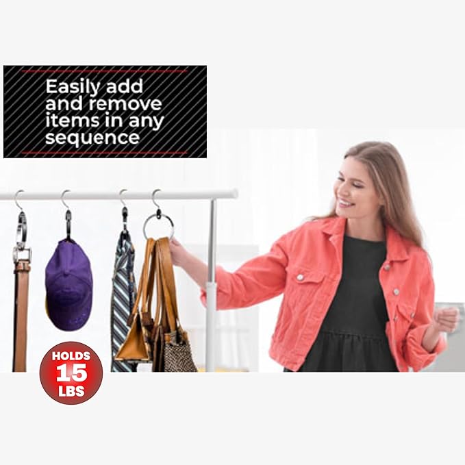 Rolly Hanger® Closet Space Saver – Premium Rotating Aluminum Organizer for Belts, Ties, Hats & Handbags – Heavy Duty 360° Swivel – Declutter & Maximize Storage (3 Pack)