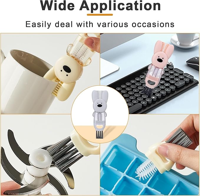 4 in 1 Water Bottle Brush,3 PCS Bottle Brushes for Cleaning,Cute Rabbit Cup Lid Cleaning Brush Tool Set for Gap Tight Space,Multifunctional Crevice Cleaning Brush with Straw Brush