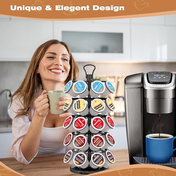 40 Pods Capacity Very Easy Assembly K Cup Holders,K Cup Holder, K Cups Holder,K Cup Carousel, Coffee Pods Holder Storage Organizer Stand