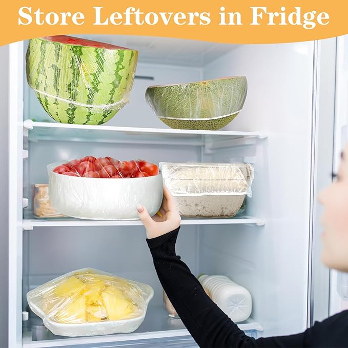Plastic Shower Caps for Sourdough Bread, 200 Pcs Bowl Covers for Bread Proofing, Food Covers Stretch Reusable Elastic, Keep Food Fresh and Dust Away (Clear, L-14 inches)
