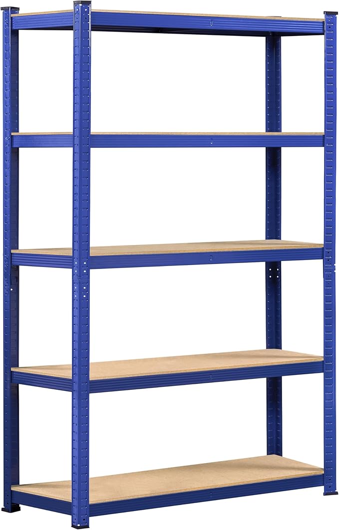 Topeakmart 5-Tier Utility Shelves, Metal Adjustable Garage Shelves Storage Racks Heavy Duty Shed Shelving Unit- Blue, 35.5 x 12 x 71 Inch