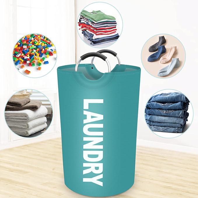 StorageRight 75L Large Laundry Basket, Laundry Hamper, Dirty Clothes Hamper for Laundry, Collapsible, Waterproof Laundry Baskets with Foam Protected Aluminum Handles for Laundry, Dorm, Family (Green)