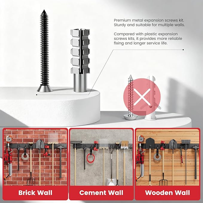 99" Heavy Duty Wall Mounted Garage Tool Organizer – 6 Panels & 18 Adjustable Hooks, 1380 lbs Load Capacity, Modular Storage for Efficient Tool Organization, Easy Install in Garage, Garden, 28 Pack