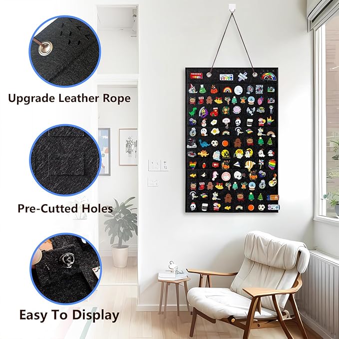 Collector Pin Board,Pin Collections Storage Holder,Enamel Pin Hanging Display Board,Pin Board For Pins Collection,Pin Holder Display For Wall,Enamel Pin Organizer Display Case(96 Slots,Black+Black)