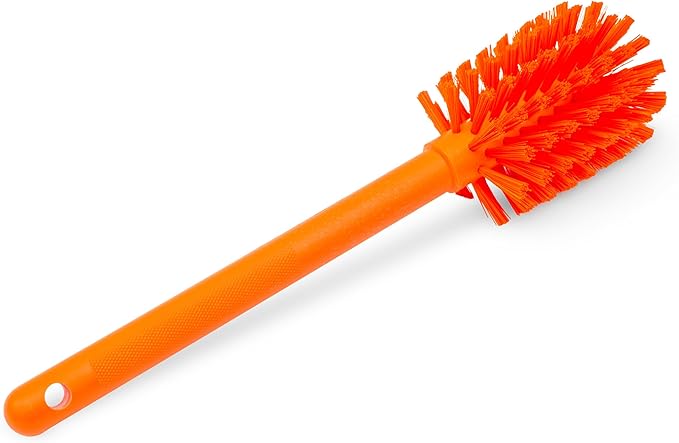 SPARTA Large Water Bottle Brush Ideal for Wide-Mouth Jars, Bottles and Tumblers, Dishwashing Tool with Handle for Home and Commercial Kitchens, Plastic, 12 Inches, Orange, (Pack of 6)