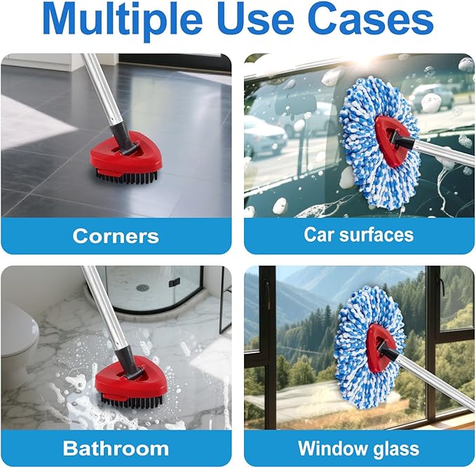 Mop Replacement Heads for O Cedar RinseClean 2 Tank System,2 Microfiber Mop Head Refills,1 Scrubber mophead and 1 Mops Base Combo Set for O-Cedar 2 Tank,MOp Replace Heads for Wet/Dry Floor Cleaning