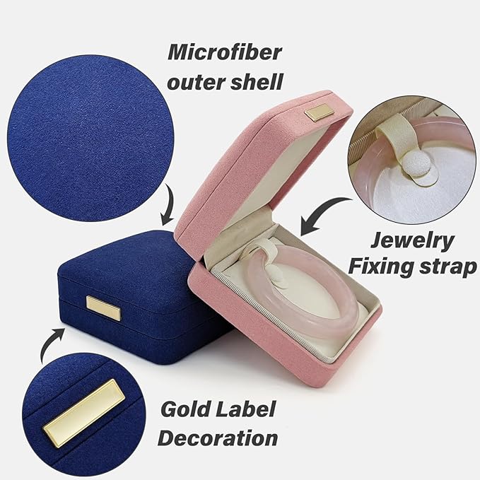 Bracelet Box, Microfiber Necklace and Bracelet Holder Necklace Box with Detachable Pad, Premium Necklace Storage Bracelet Jewelry Box for Necklaces, Bracelet (pink)
