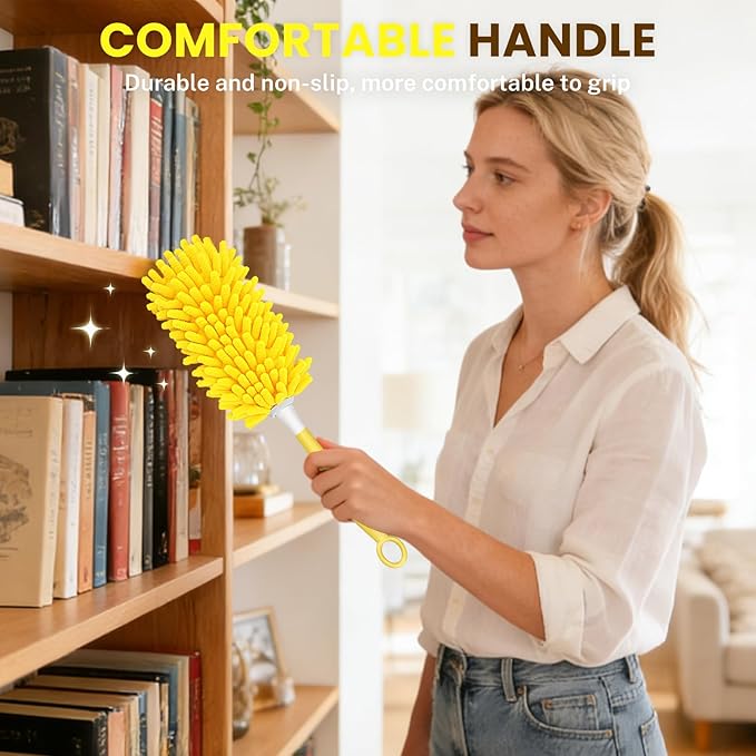 SetSail Dusters for Cleaning 4pcs Small Microfiber Duster Refills with 1 Handle Reusable Duster Refill Compatible with Swiffer Washable Duster Cleaner Kit for Furniture, Blind
