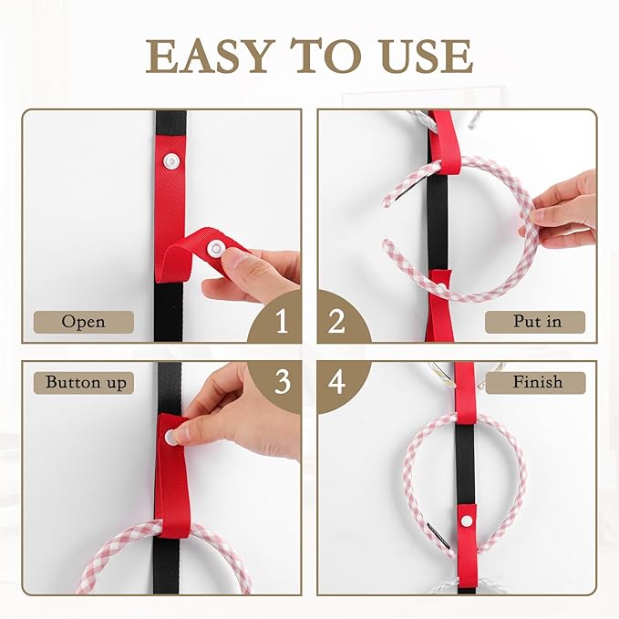 3 Pcs Headband Holder Organizer, Hanging Hairband Storage for Girls and Women, Hair Accessories Display Stand for Bow Headpieces & Hair Clips, Bedroom College Dorm Decor