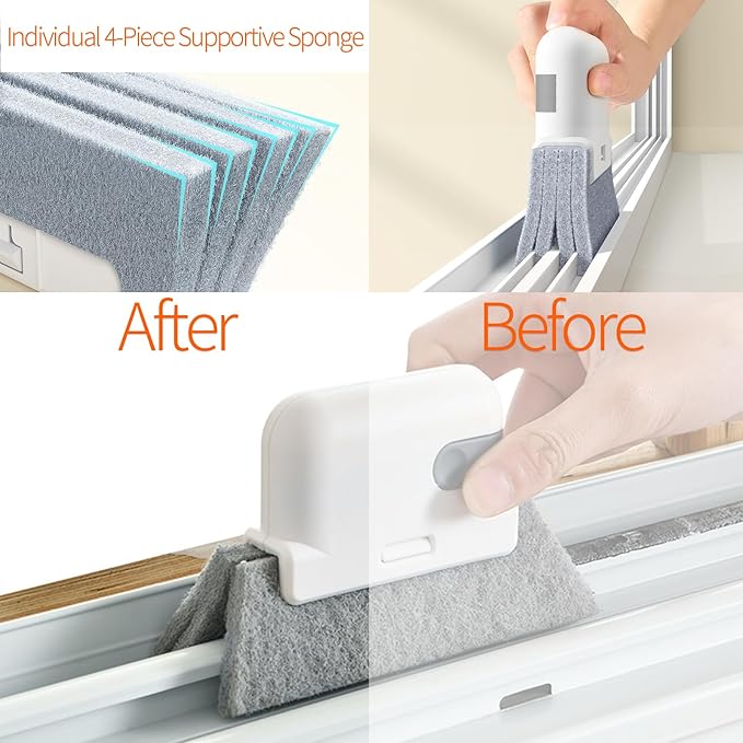 Window Sill Cleaner Tool - 11 Pcs Magic Door Window Track Cleaner Tools Set, Groove Crevice Cleaning Brush for Sliding Door, Shutter, Sill, Tile Lines, Car Vents, Keyboard