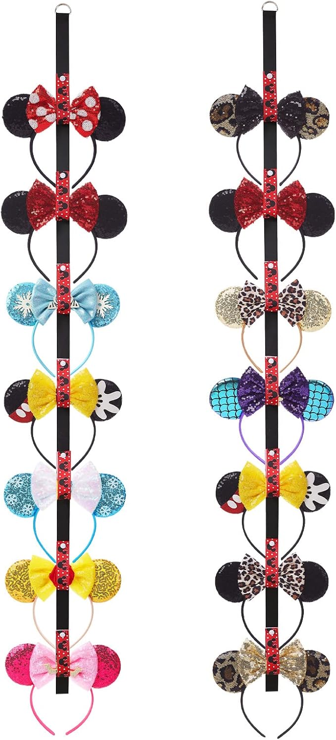 2Pcs Mouse Ears Headband Holder Polka Dot Hanging Wall Display Decor Vertical Headpiece Organizer Hair Bow Accessories Hanger Holder