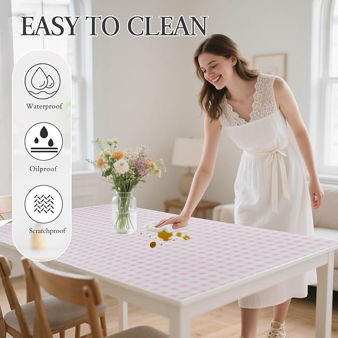 Beautysaid Shelf and Drawer Liner for Kitchen Cabinet, Non Adhesive Non Slip Shelf Paper Waterproof Washable Thickened for Dresser Pantry Shelve Bathroom Protector Liner(Pink Checkered,12 in x 30 FT)
