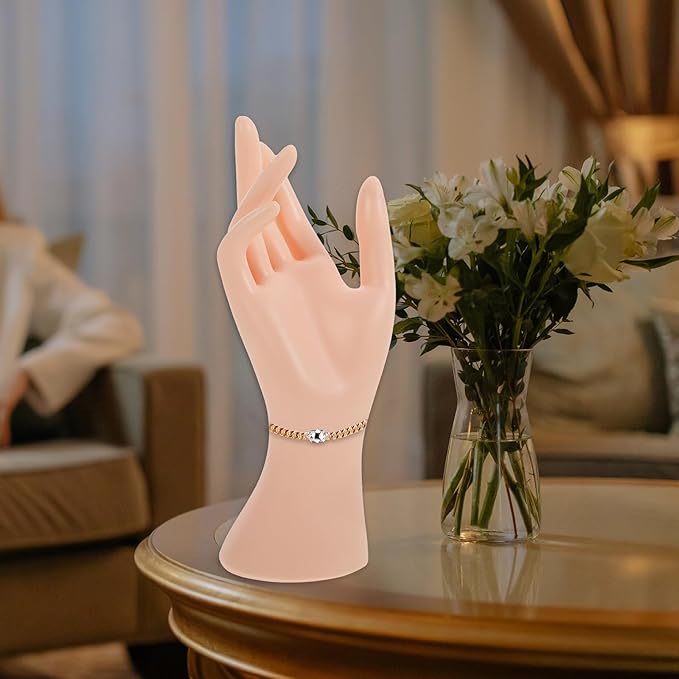 Hand Model Display Stand for Jewelry Collection Decorative Bracelet and Ring Storage Holder Skin Tone Mannequin Hand Stable Tabletop Organizer for Accessories