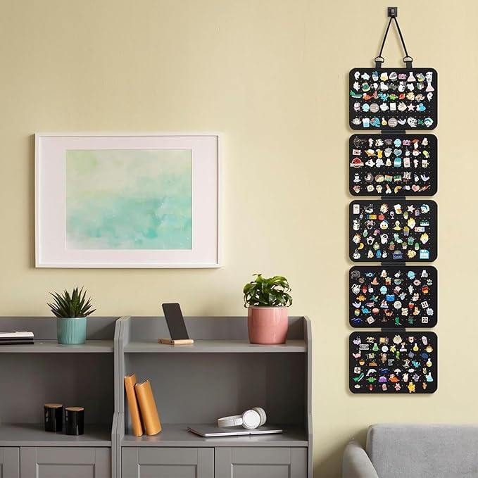 Wall Pin Organizer | Hanging Enamel Lapel Pin Display Panels Organizer with 5 Loose-leafs Board Pieces | Brooch Pin Enamel Pin Display Pages | Brooch Panels Wall Pin Display Organizer