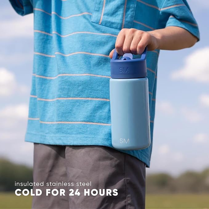 Simple Modern Kids Summit Water Bottle with Straw Lid | Mattel Barbie 14oz Stainless Steel Cup Insulated Tumbler for Girls, School | Barbie Checkmate