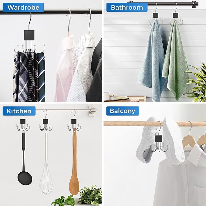 Belt Hanger, Belt Organizer for Closet 360° Rotatable Max 24 Belt Storage Space Saving Closet Organizers and Storage for Belt, Bra, Tank Top, Tie, Scarf, Purse 3Pcs