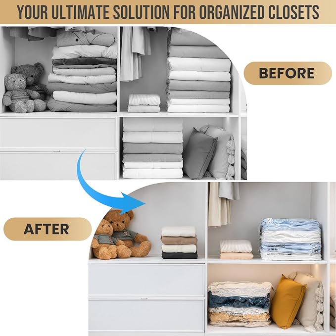 TAILI 12 Pack Vacuum Storage Bags, Jumbo Cube Space Saver (31x40x15 Inch), XL Large Vacuum Seale Bags for Comforters Blankets Bedding, Clothing, Clear