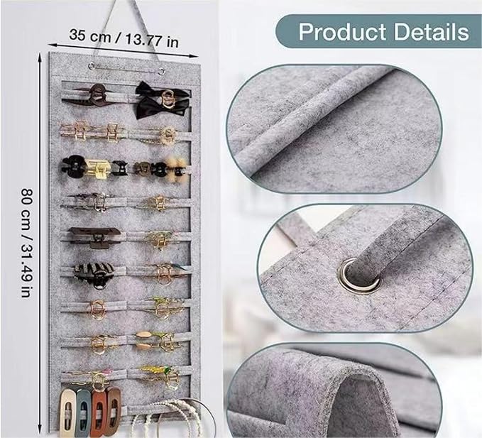 Hanging Claw Clip Organizer for Women Large Capacity Hair Bows Holder Hair Accessories Storage for Sunglasses, Hair Clips, Jewelry, Headbands, Claw Clips Organizer