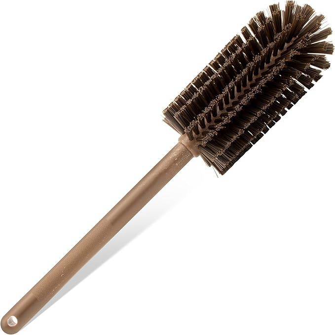 SPARTA Large Water Bottle Brush Ideal for Wide-Mouth Jars, Bottles and Tumblers, Dishwashing Tool with Handle for Home and Commercial Kitchens, Plastic, 16 Inches, Brown