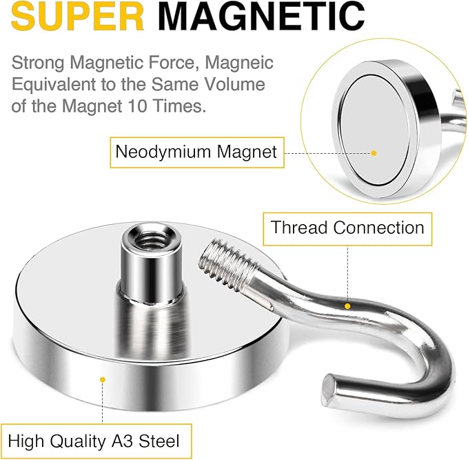 DIYMAG Magnetic Garage Hooks 10 Pack 120lbs 2026 Cruise Cabin Ship Essentials Hook Heavy Duty Strong Magnets Fridge for Classroom Wall Mount Kitchen Grills Silver