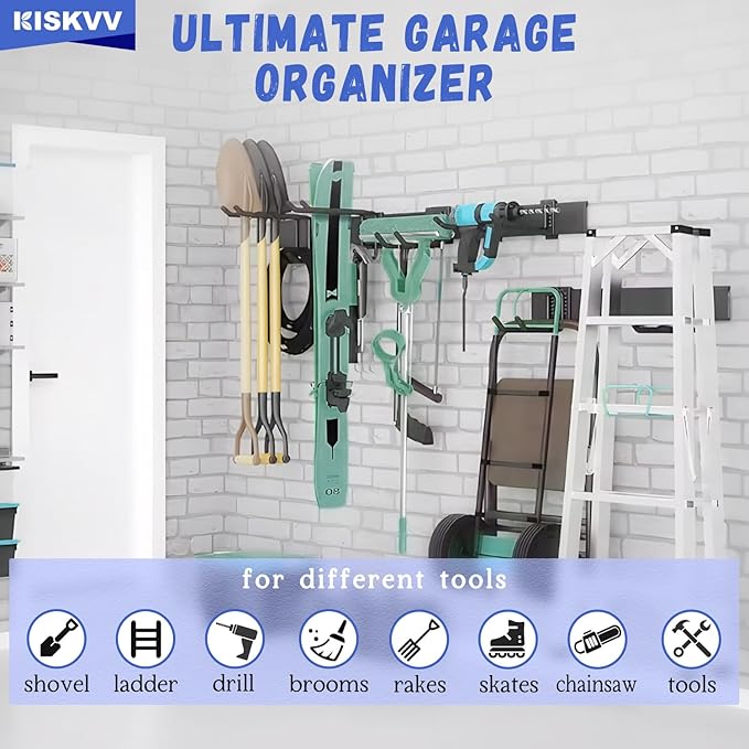Garage Tool Organizer Wall Mount, 48 Inches Garage Storage, Carries 560 lbs with Anti-Rust, Easy Assembly, Sturdy Design,for Efficient Tool Storage Garage Organization