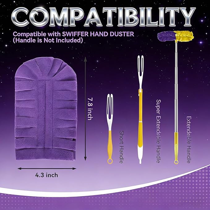 Reusable Duster Refill, Upgrade Duster Refill Reusable Fleece Dusters Refills Feather Flat Dusters Multi Surface Washable Cleaning Pads Tools for Home, Blinds, Car, Furniture, Fans (2set)