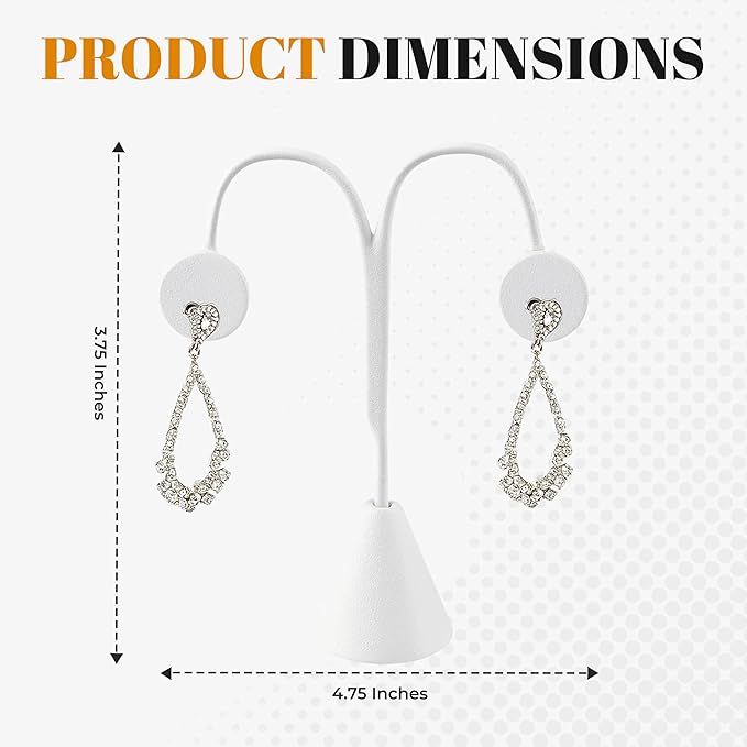 Novel Box 2 Pack White Leatherette Earrings Display Stands 3 3/4 x 4 3/4 Inches - Jewelry Stand Earring Organizer for Women - Elegant Earrings Stands for Craft Shows, Selling & Personal Use