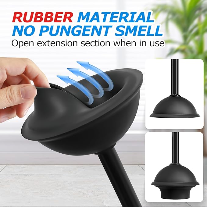 3Pack 2 in 1 Toilet Brush and Plunger Set, Extended Handle Plunger,Toilet Bowl Brush Plunger Set,Bathroom Cleaning Tools,Toilet Brush Plunger Combo,Cleaning Brush,Cleaning Supplies (21inch)